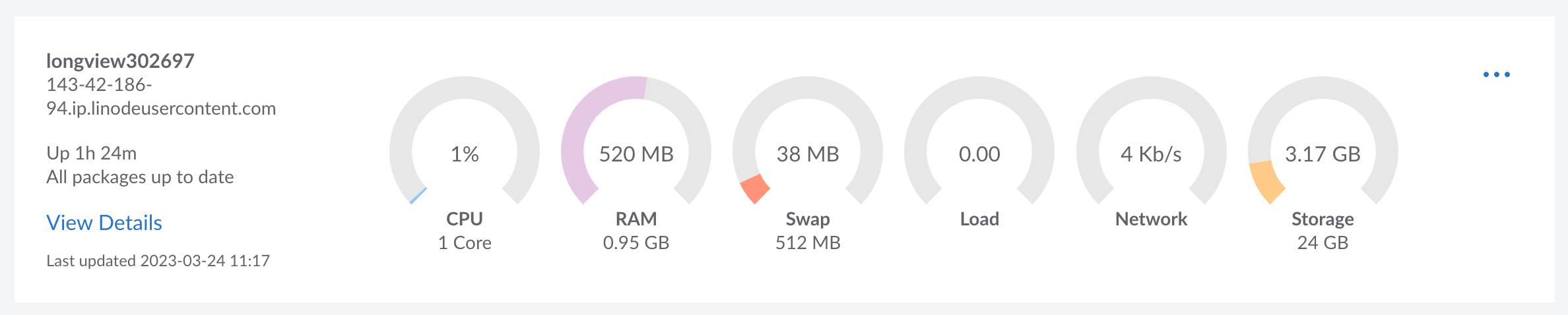Screenshot of a Longview Client in the Cloud Manager