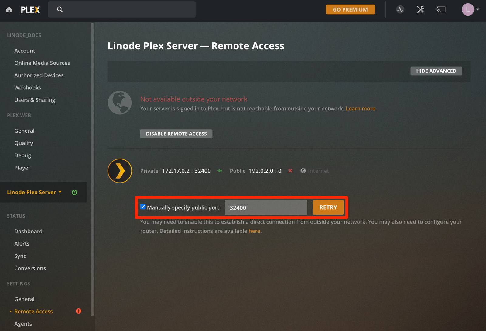 Enable Plex Server Remote Access. Enable Plex Server Remote Access