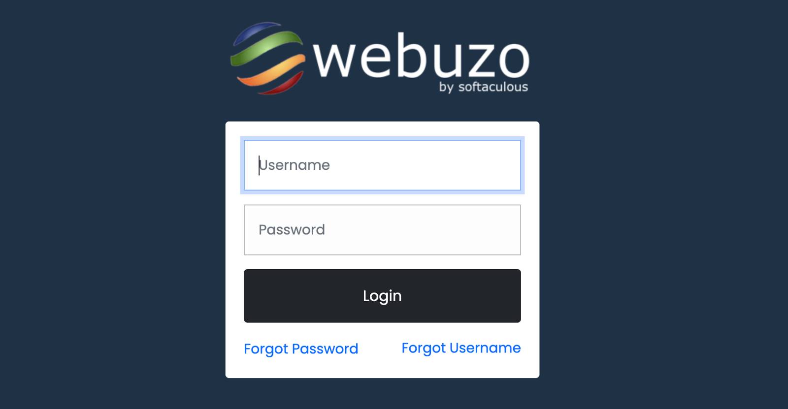 Screenshot of the Webuzo Admin Login page Screenshot of the Webuzo Admin Login page